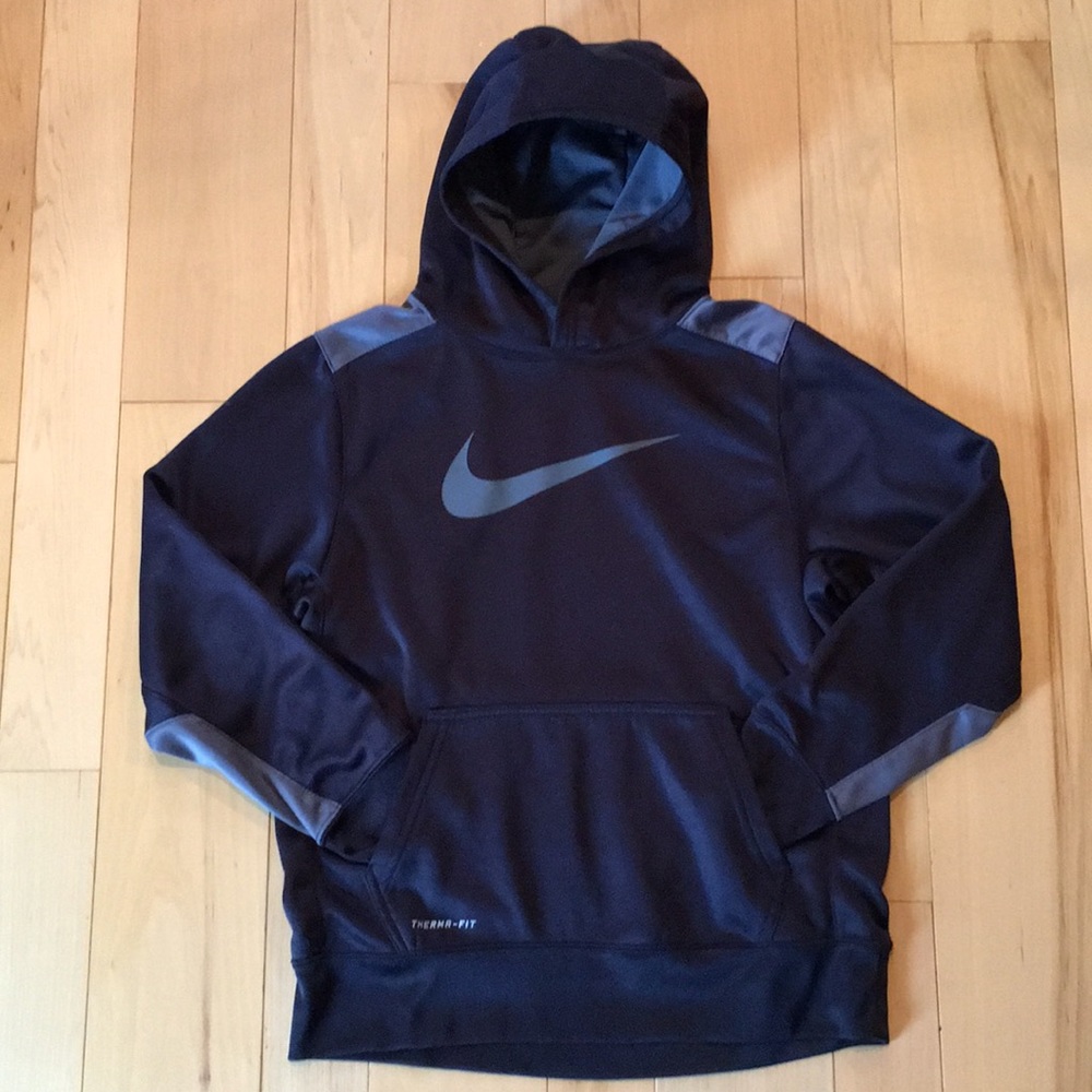 Black & Gray Nike Pullover Hoodie - Kids Large